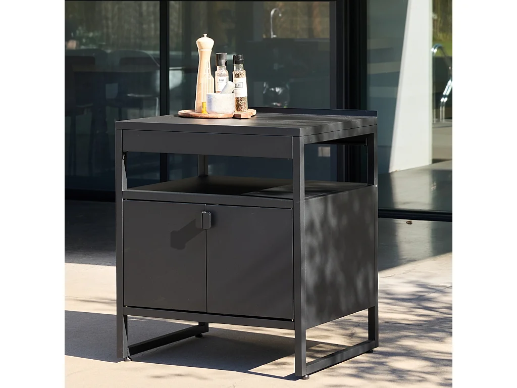 Cuisine extérieure acier 2 portes L80cm noir - Kea