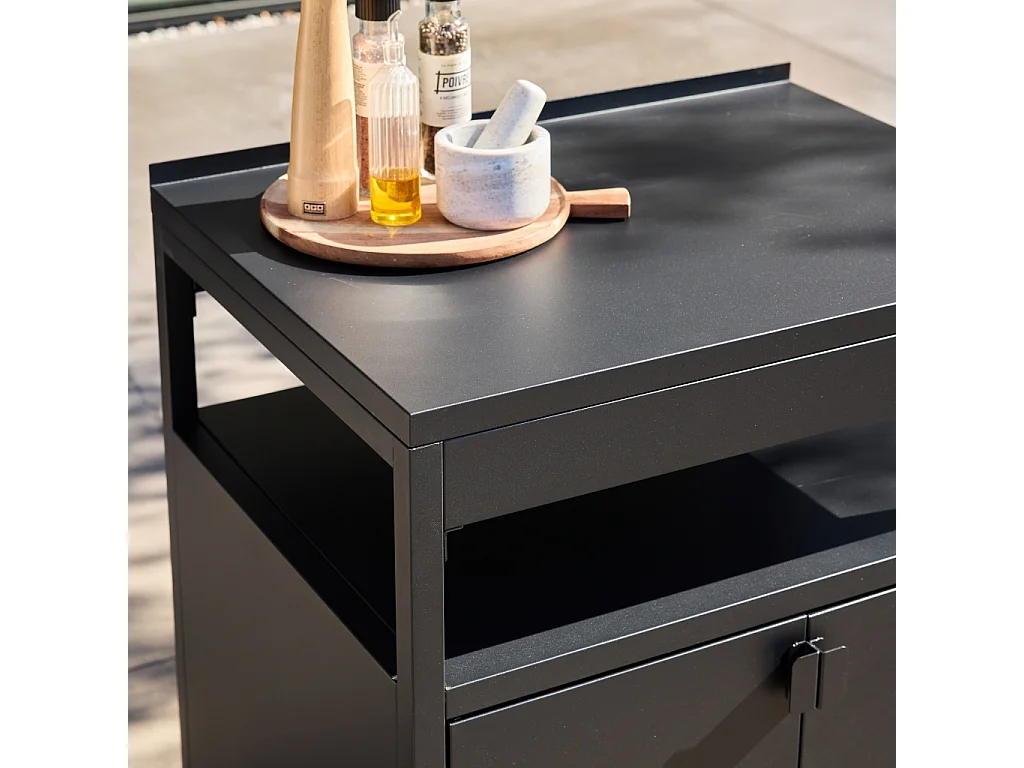 Cuisine extérieure acier 2 portes L80cm noir - Kea