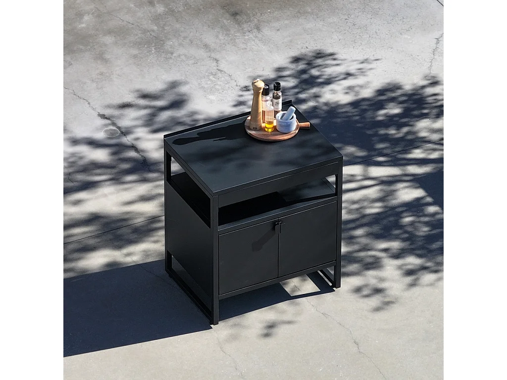 Cuisine extérieure acier 2 portes L80cm noir - Kea