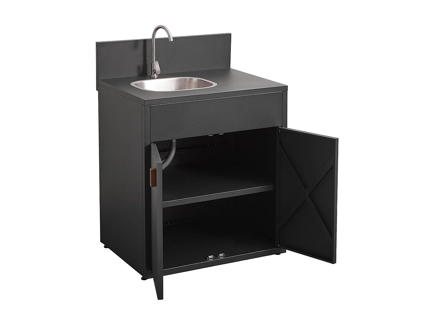 Cuisine extérieure 3 modules acier inoxydable noir - Thira