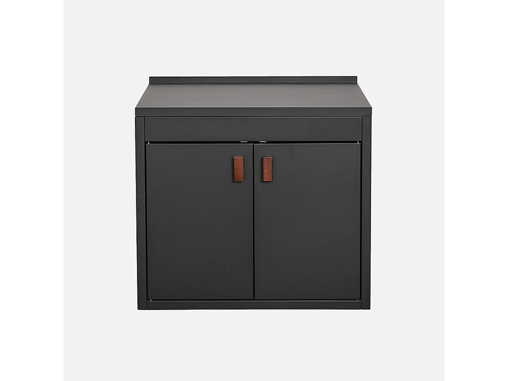 Cuisine extérieure 3 modules acier inoxydable noir - Thira