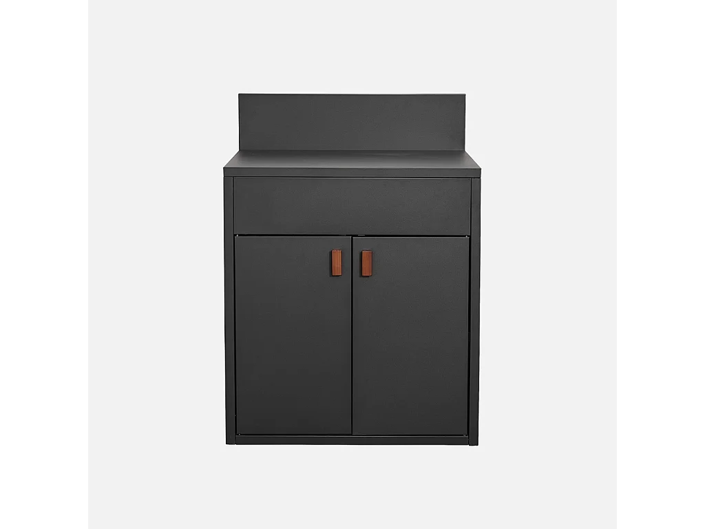 Cuisine extérieure 3 modules acier inoxydable noir - Thira
