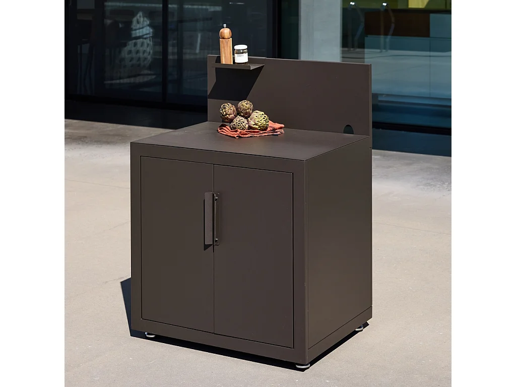 Cucina esterna in acciaio 2 porte 1 gancio, 80cm, nero