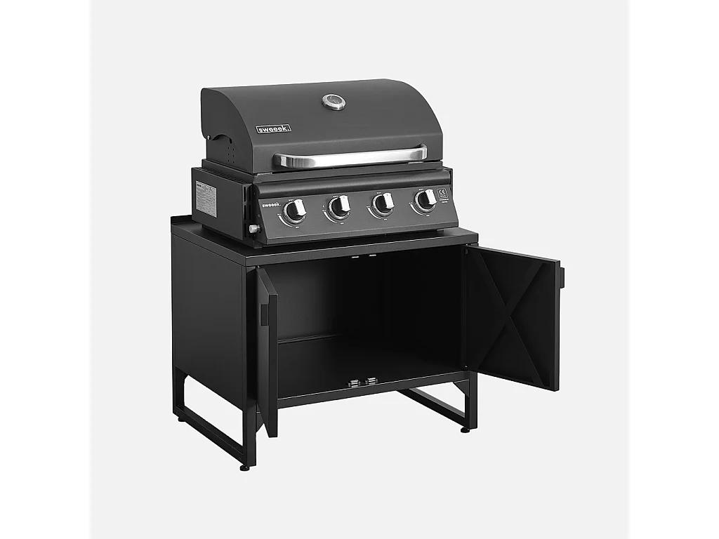 Cucina esterna in acciaio con 2 ante, 80cm, nero