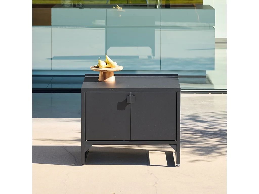 Cocina exterior de acero, 2 puertas, 80cm negro