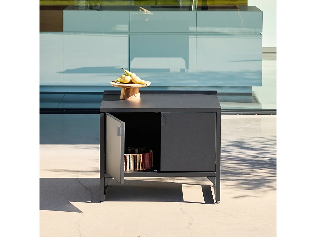 Cocina exterior de acero, 2 puertas, 80cm negro