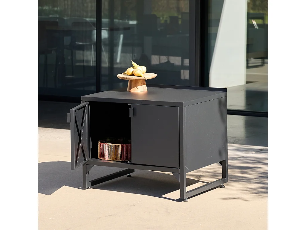 Cocina exterior de acero, 2 puertas, 80cm negro