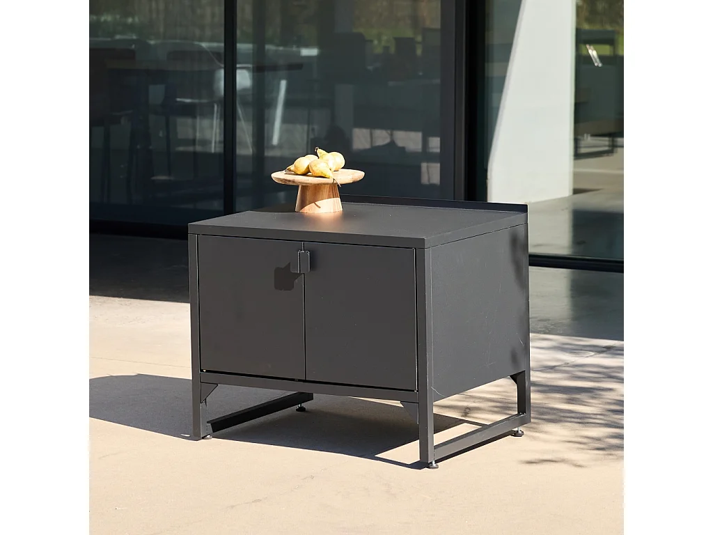 Cocina exterior de acero, 2 puertas, 80cm negro