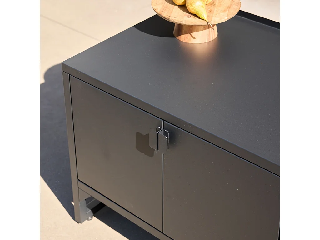 Cocina exterior de acero, 2 puertas, 80cm negro