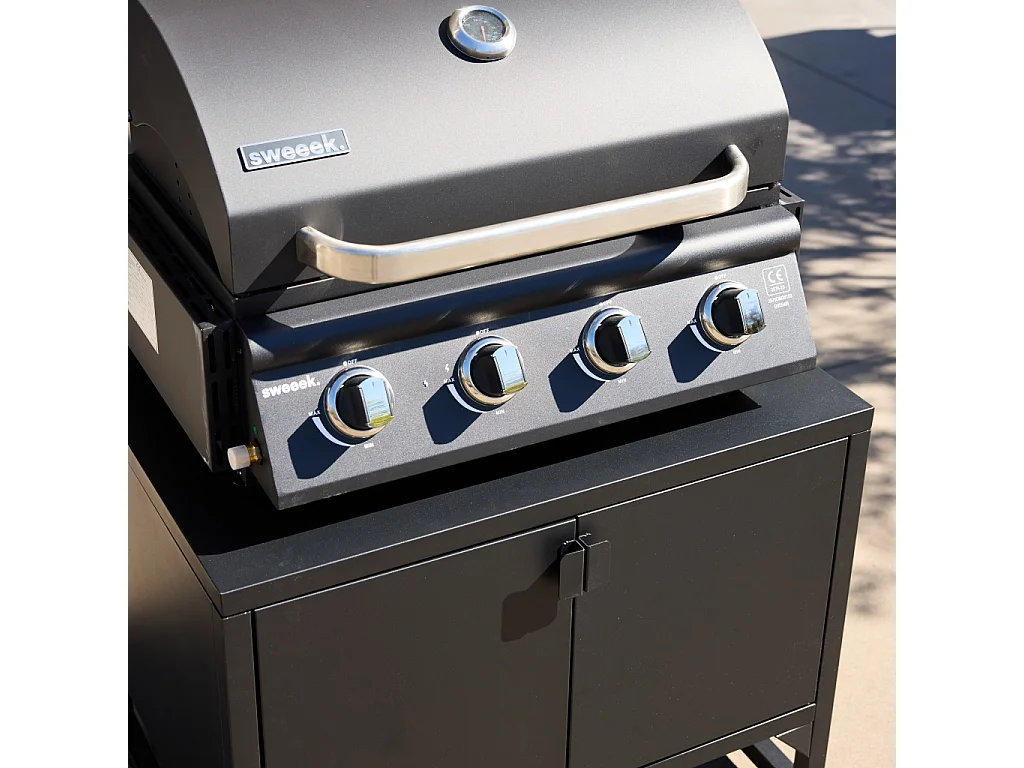 Cocina exterior de acero, 2 puertas, 80cm negro