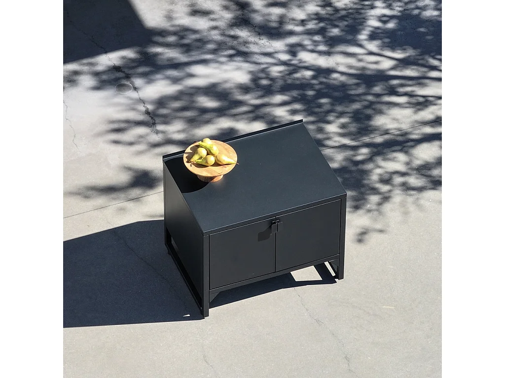 Cocina exterior de acero, 2 puertas, 80cm negro