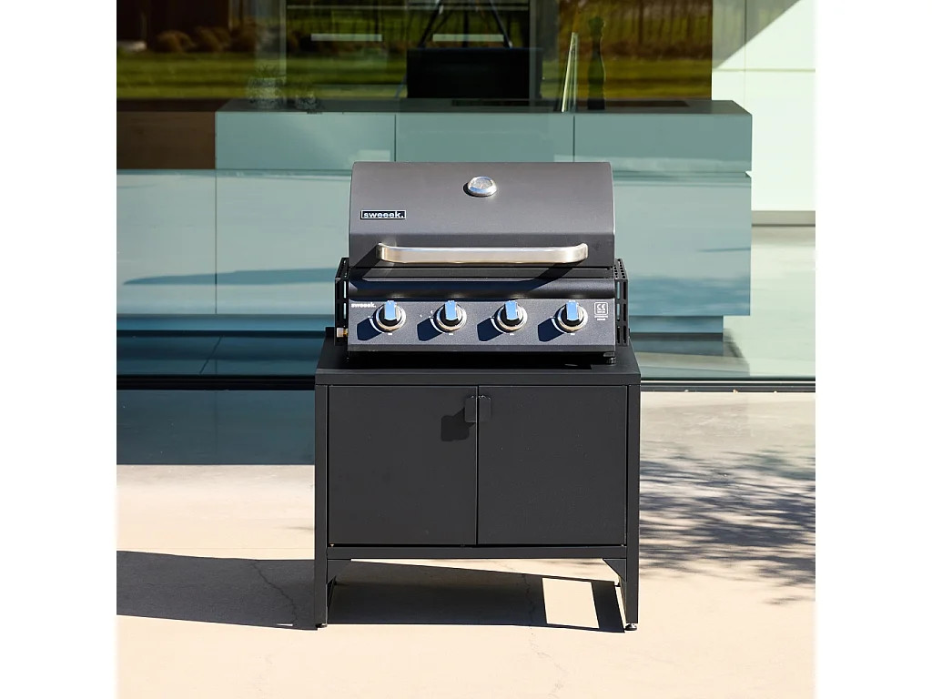 Cuisine extérieure acier 2 portes L80cm noir - Kea
