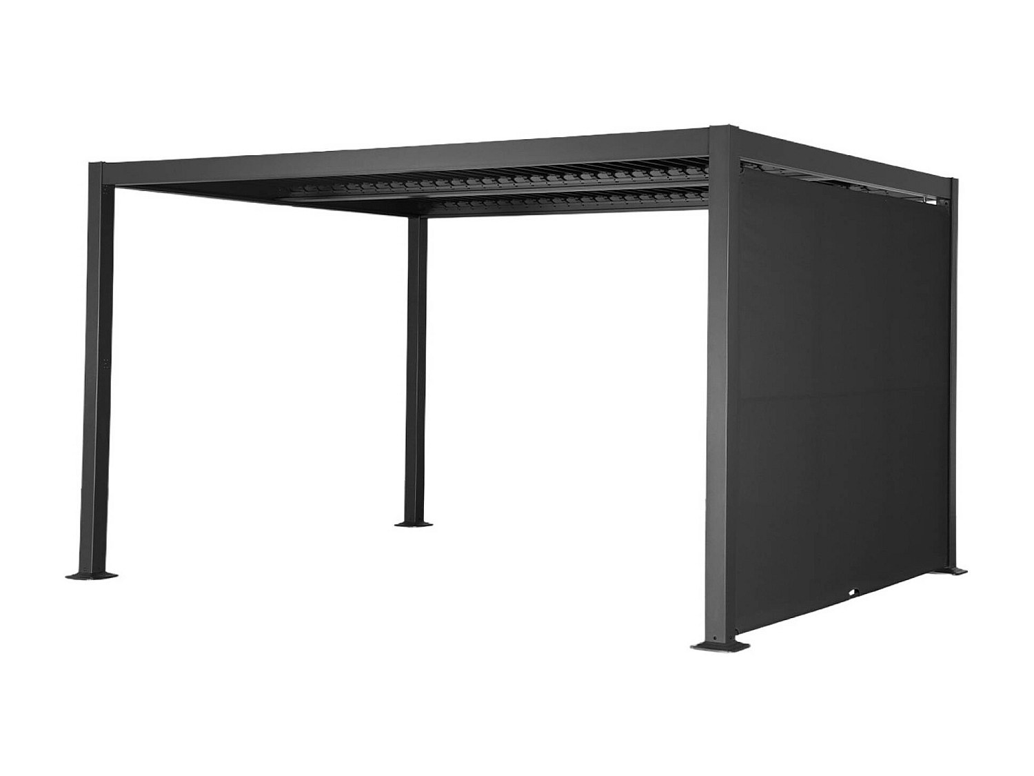 Pérgola bioclimática de aluminio y acero 3x4m + toldo 3m antracita