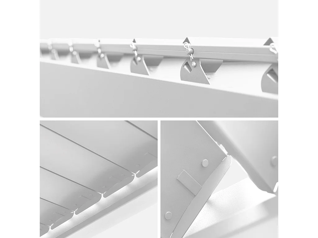 Pergola bioclimatique aluminium 4x3m blanc + 1 persienne 100cm + 1 persienne 130cm Triomphe