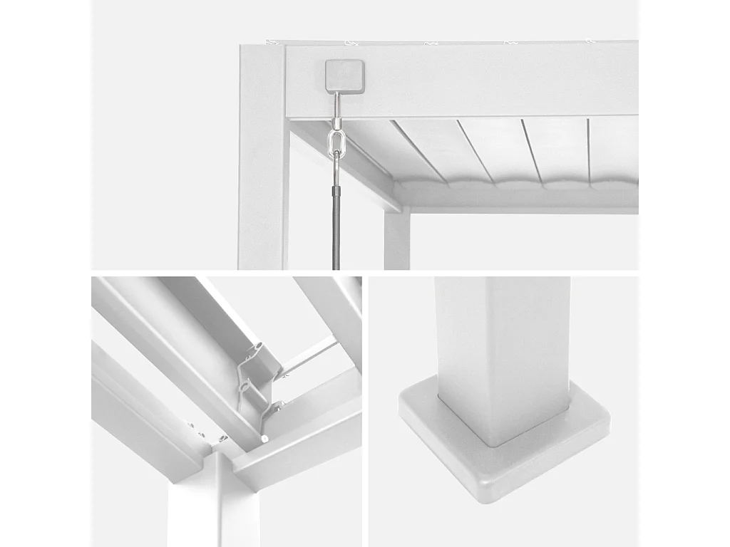 Pérgola bioclimática de aluminio 3x4m + 1 persiana 1m+ 1 persiana 1.3m
