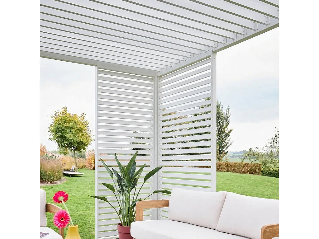 Pérgola bioclimática de aluminio 3x4m + 1 persiana 1m+ 1 persiana 1.3m