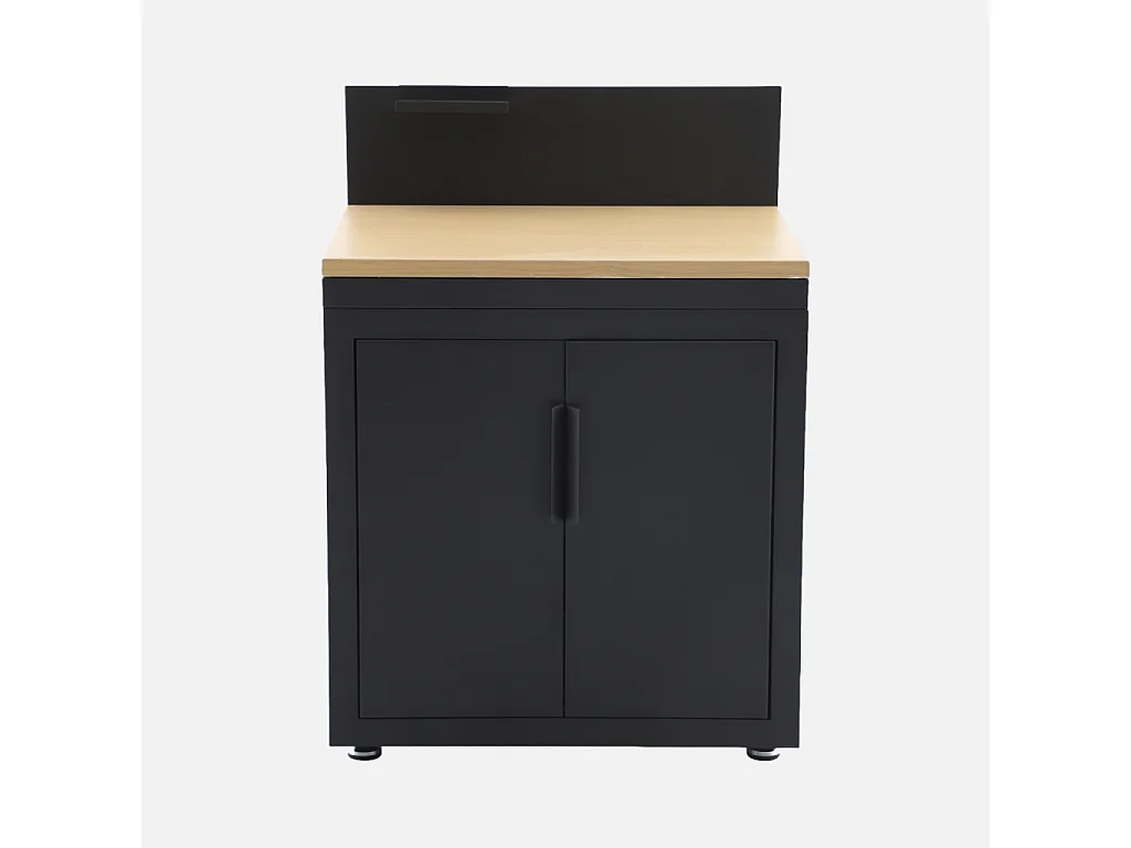 Cucina esterna in acciaio e decorazione in legno 2 porte 1 gancio,