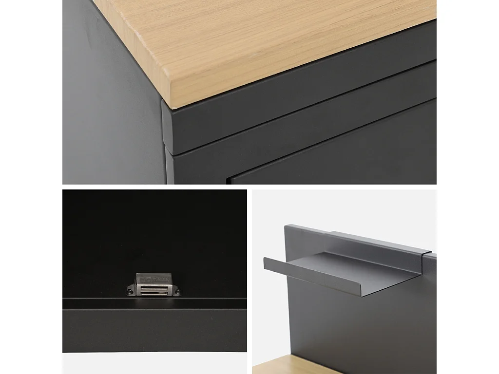 Cucina esterna in acciaio e decorazione in legno 2 porte 1 gancio,