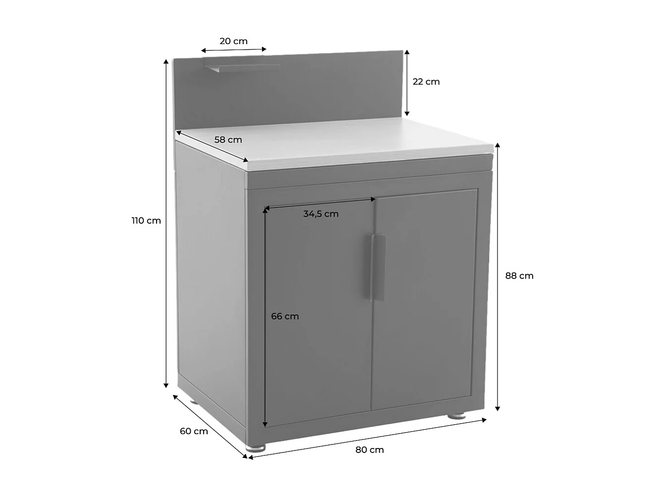 Cucina esterna in acciaio e decorazione in legno 2 porte 1 gancio,