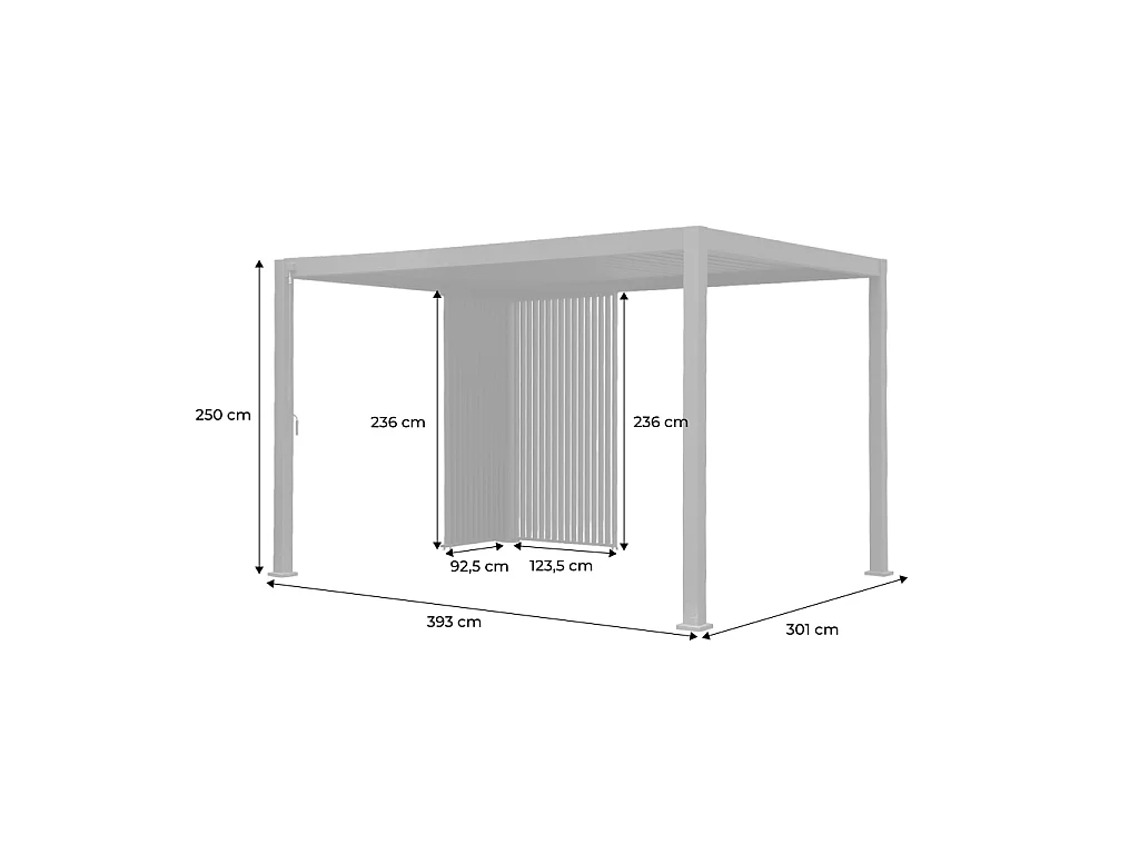 Pergola bioclimatica 3x4m in alluminio + 1 persiana 1m + 1 persiana