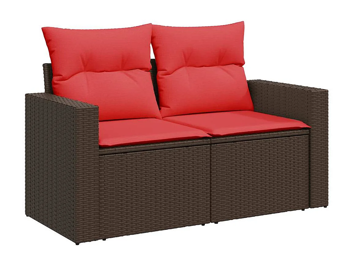 Set comedor de jardín 5 piezas y cojines ratán sintético marrón