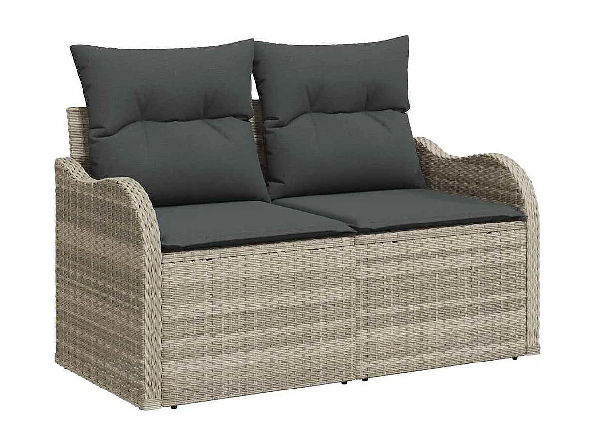 Conjunto de sofá de jardín con cojín 9 pcs Gris claro Poliratán