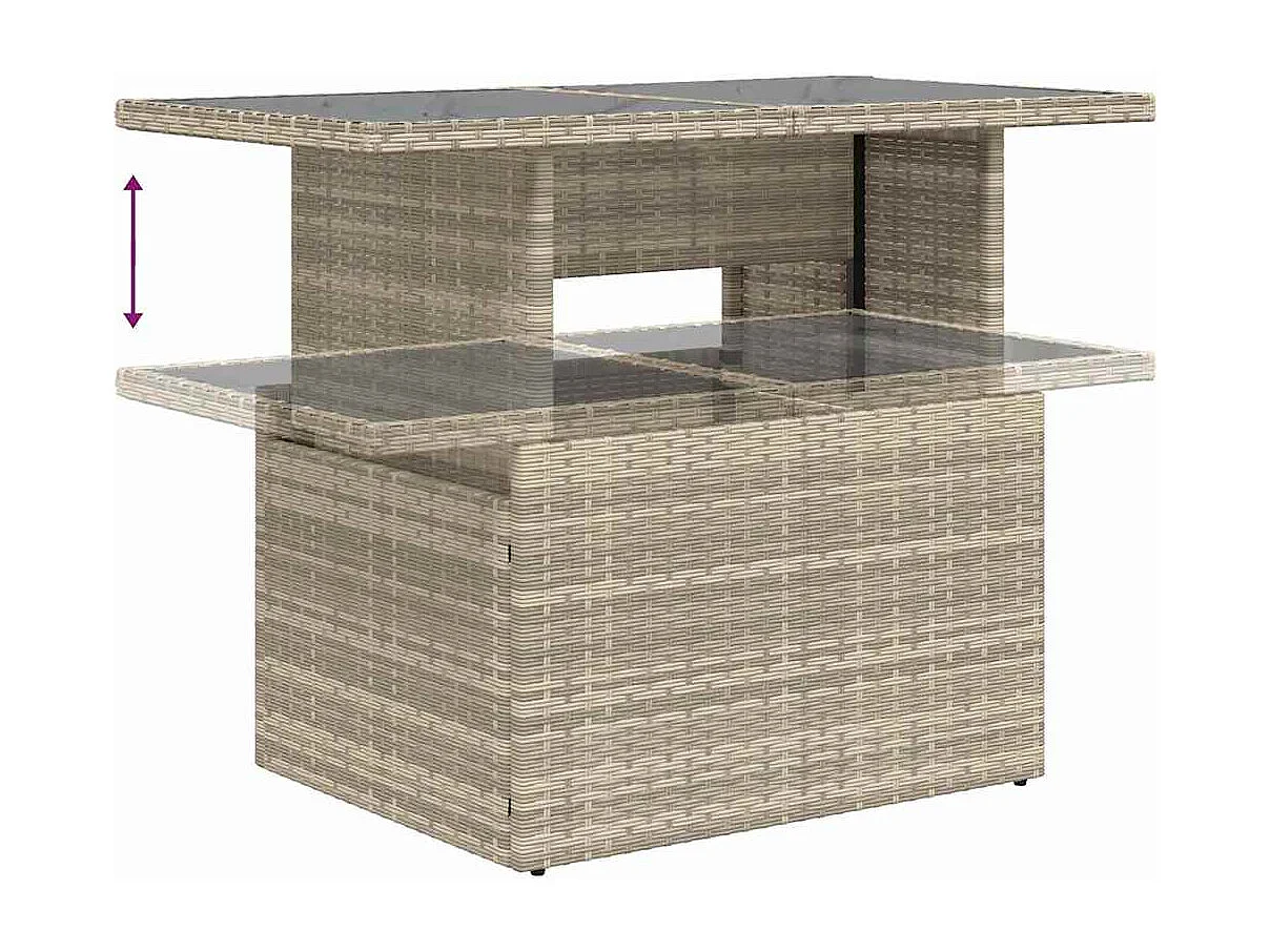 Conjunto de sofá de jardín con cojín 9 pcs Gris claro Poliratán