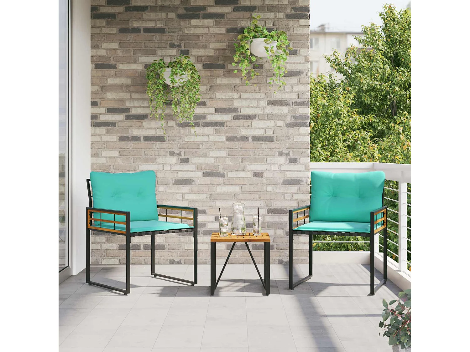 Juego de muebles de exterior con cojín 3 pcs Tuquesa