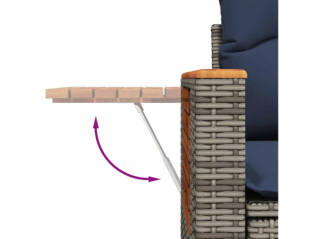 Salon de jardin 6 pièces avec coussins gris résine tressée