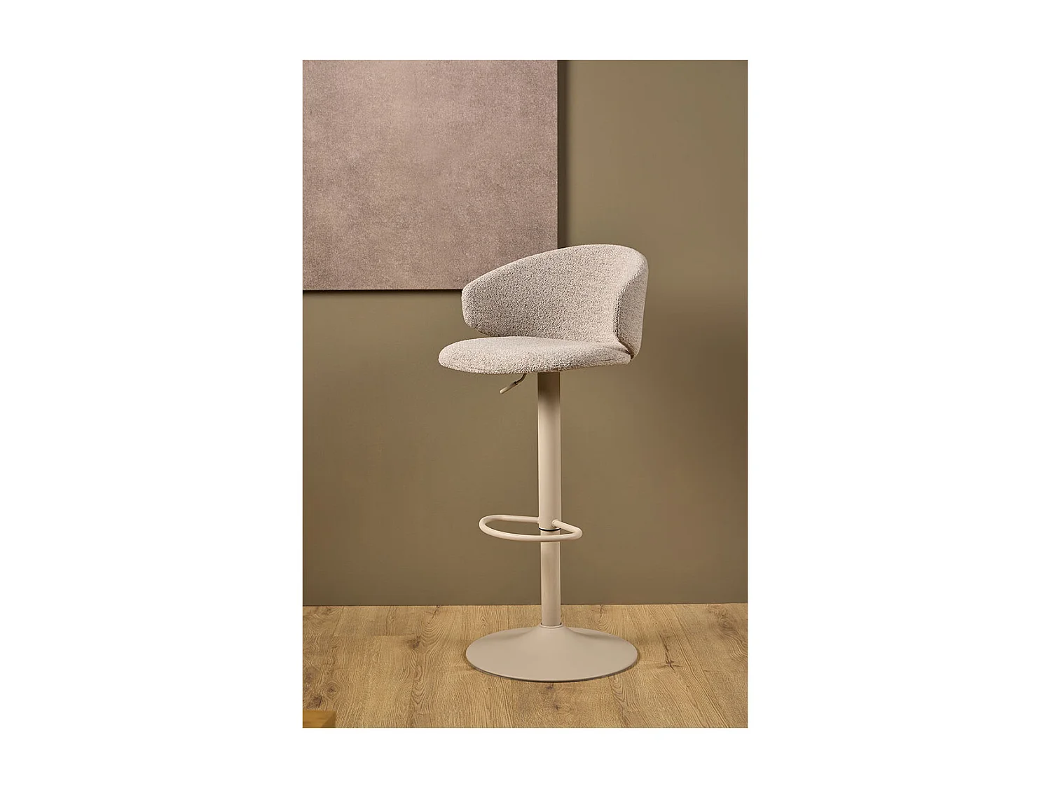 Ella Barhocker Drehfunktion und Gasfeder Bouclé Beige.