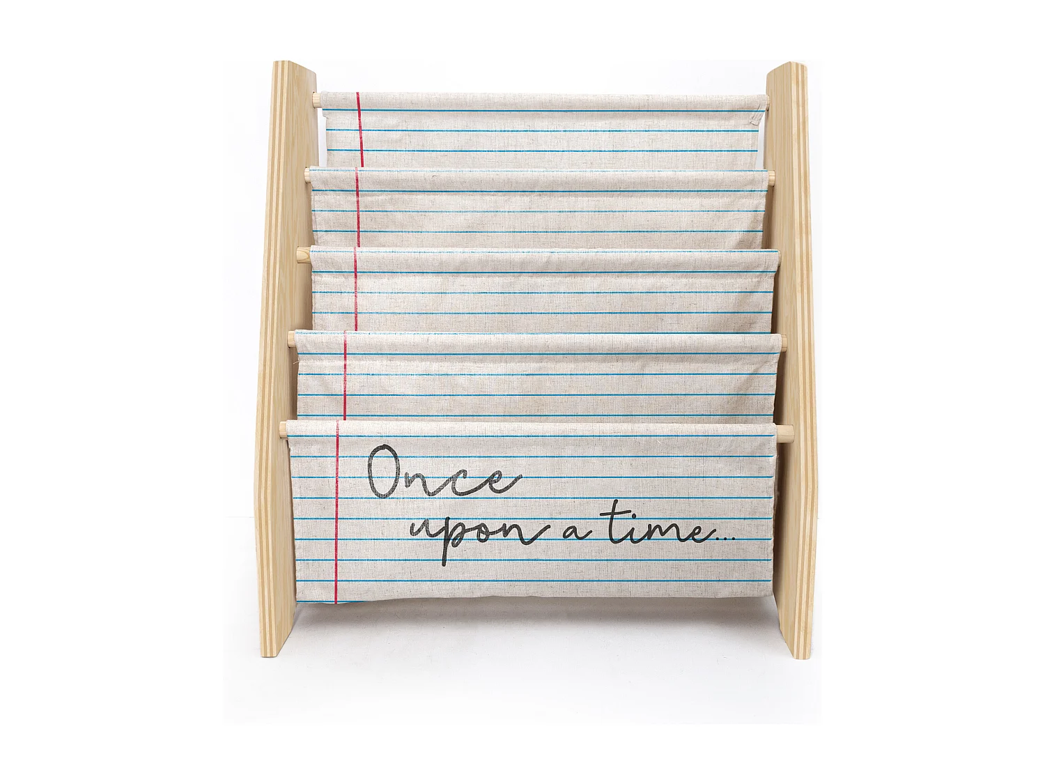 Bücherregal aus Kiefer-Sperrholz und bedrucktem Onceupon-Textil