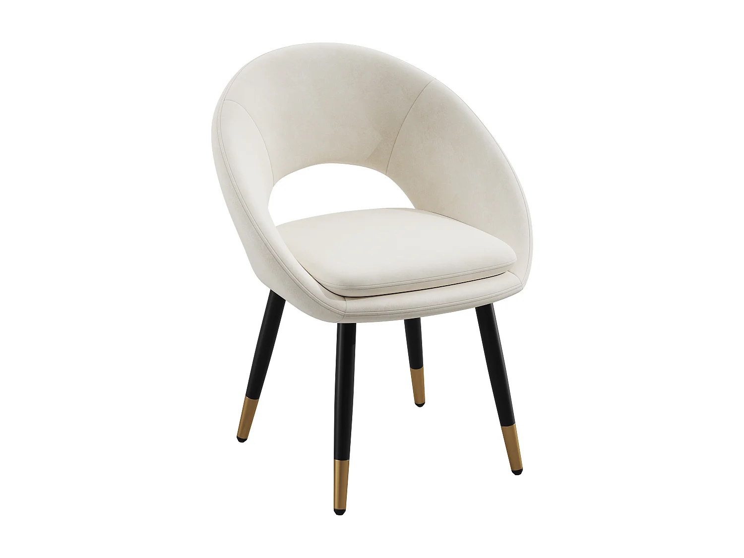 Set van 4 eetkamerstoelen - 59 x 59 x 77,5 cm - voor eetkamers/woonkamers/cafés - Moderne stijl - fluweel - beige