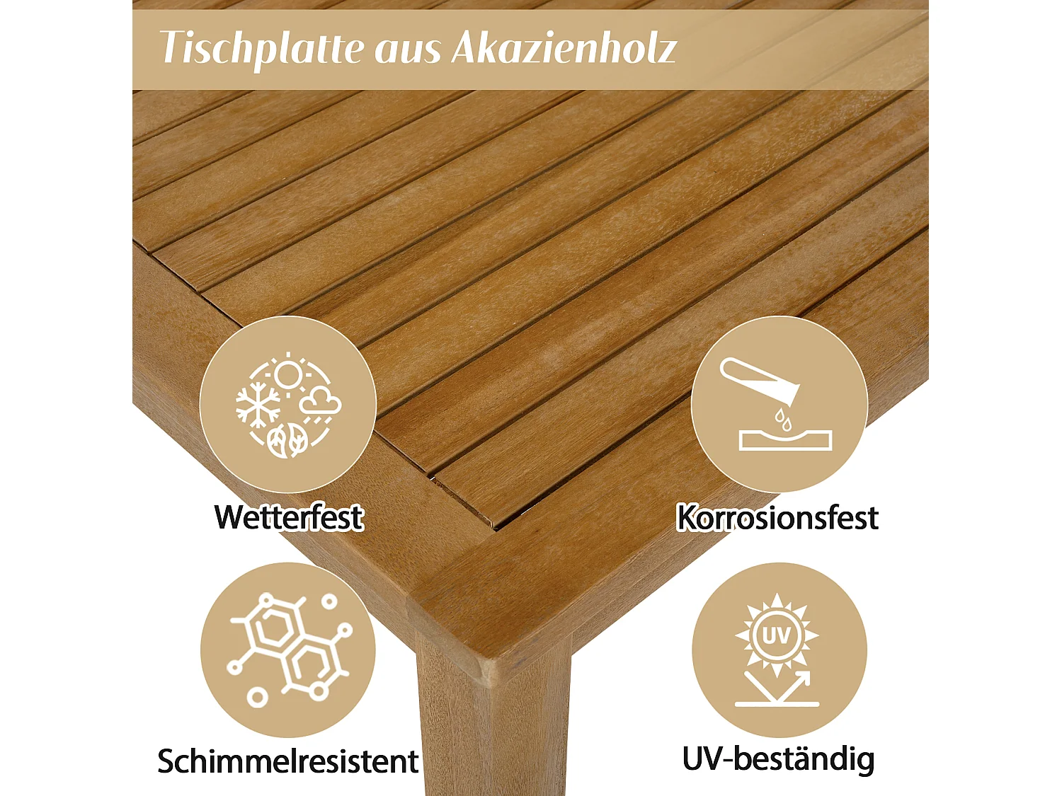 Zestaw mebli ogrodowych 7-8-osobowy - z poduszkami + sofa + 3 hokery + 1 stolik - akacja - beżowy + naturalny