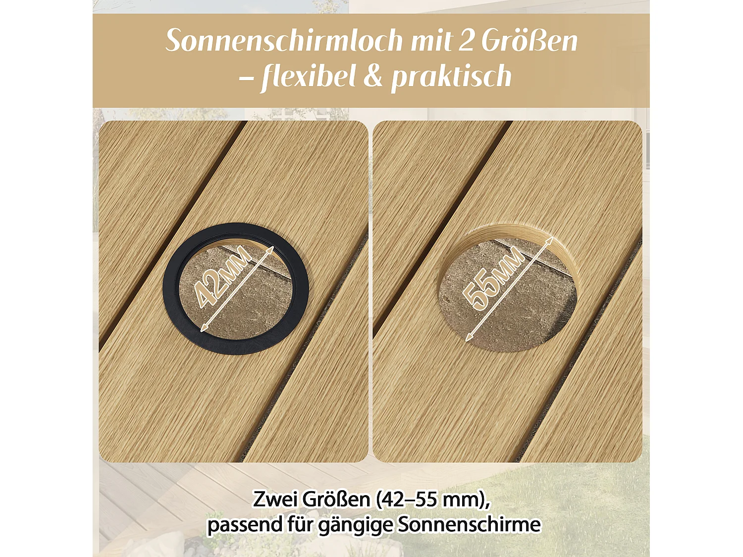 Ensemble de salle à manger de jardin 4 places - avec table + 4 chaises - structure en tubes d'acier galvanis - kaki + beige