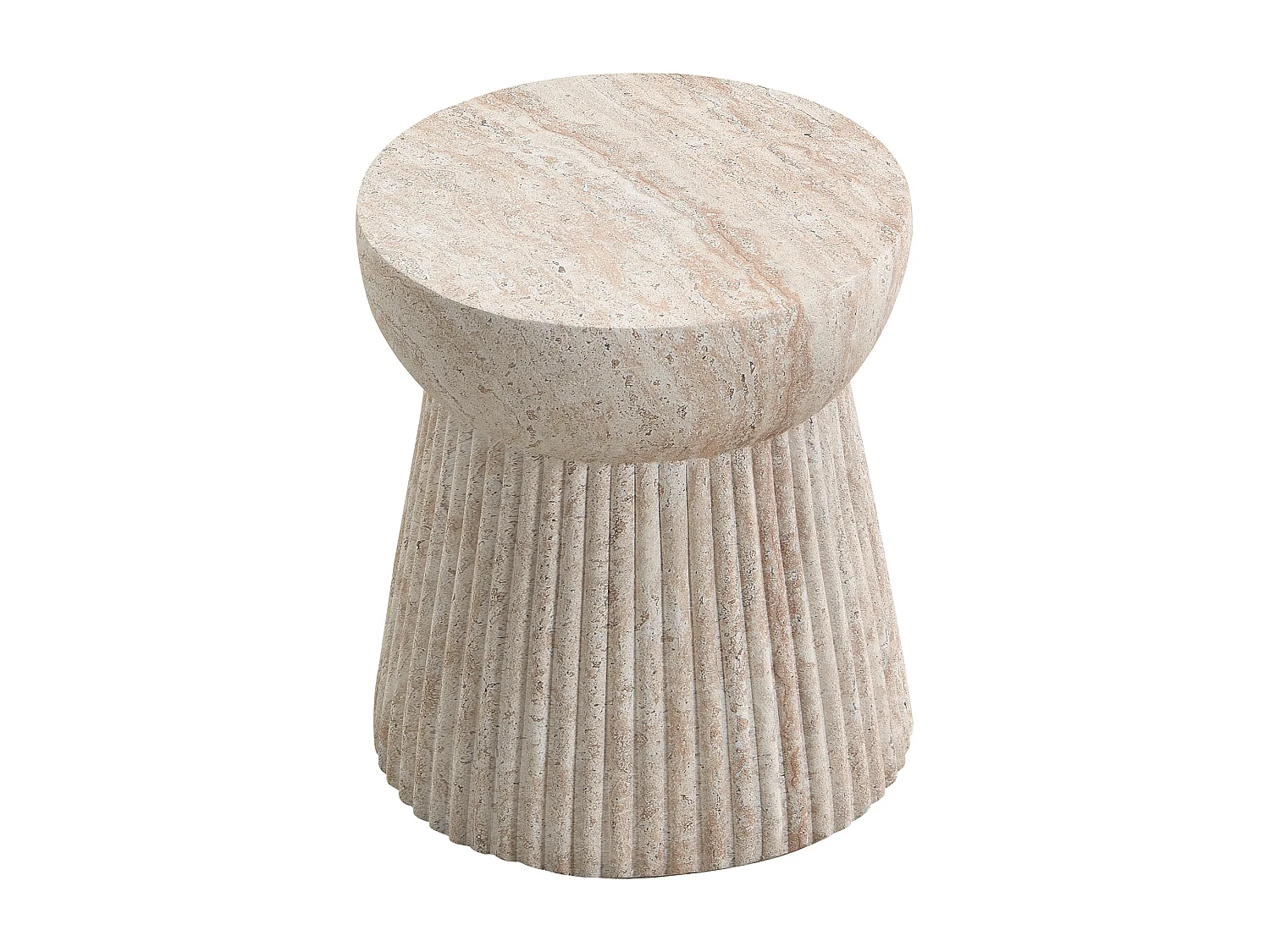 Table d'appoint de jardin - 38 x 38 x 43 cm - aspect travertin - légère et pratique - Oxyde de magnésium - beige