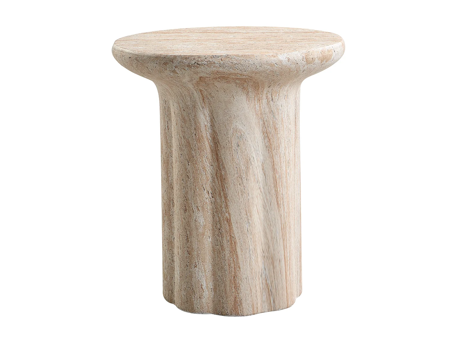 Table d'appoint de jardin - 40 x 40 x 46 cm - aspect travertin - légère et pratique - Oxyde de magnésium - beige