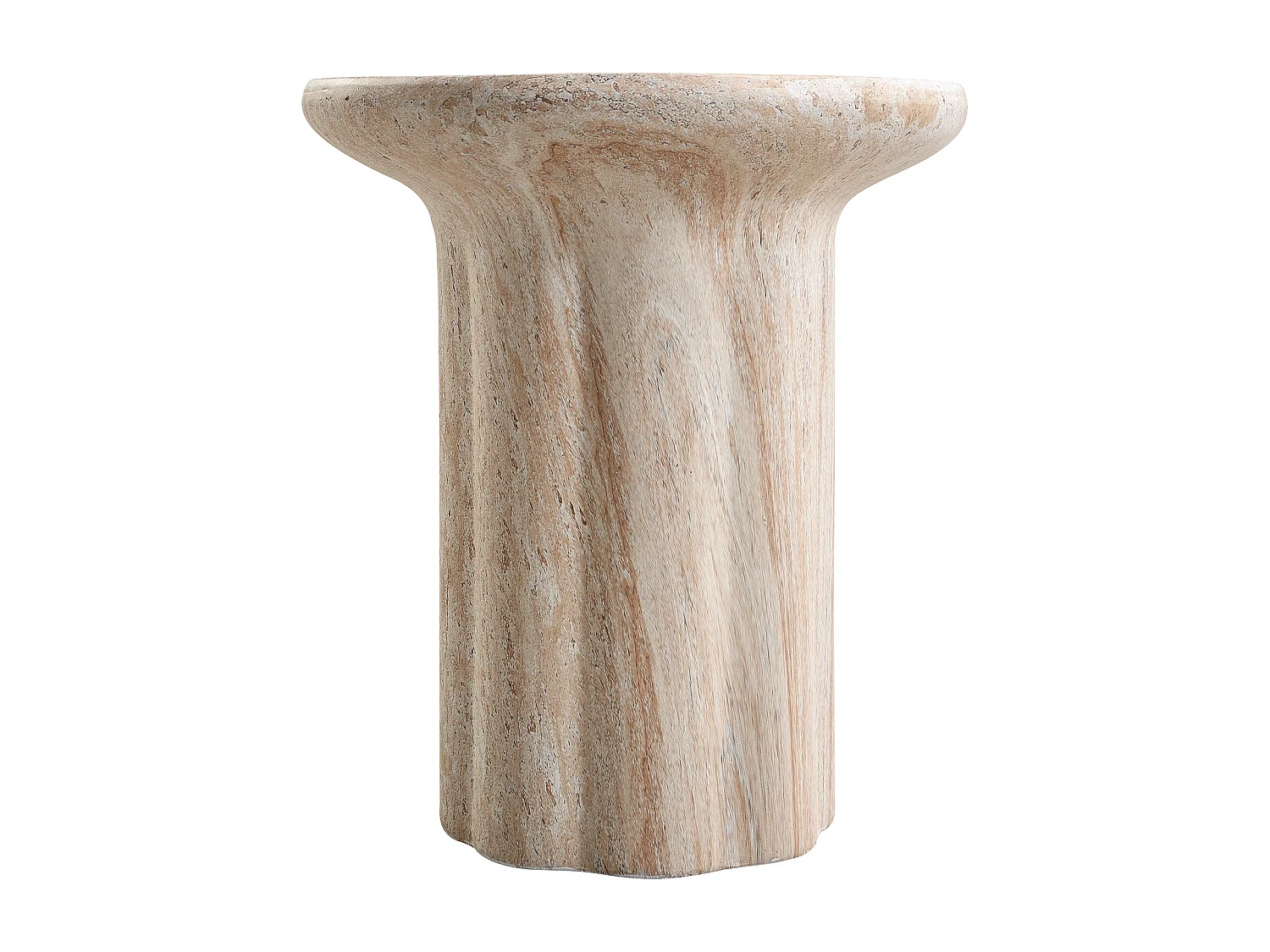 Table d'appoint de jardin - 40 x 40 x 46 cm - aspect travertin - légère et pratique - Oxyde de magnésium - beige
