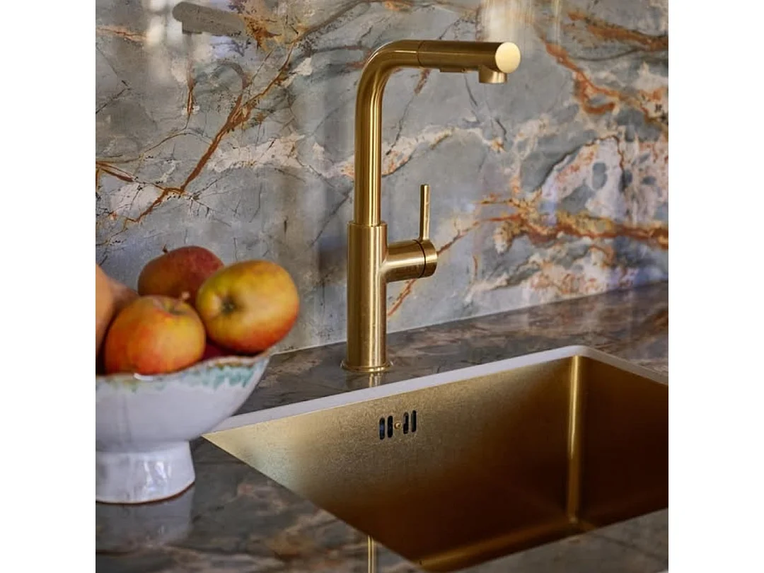 Pure II mitigeur évier à douchette extractible or brossé - Essebagno