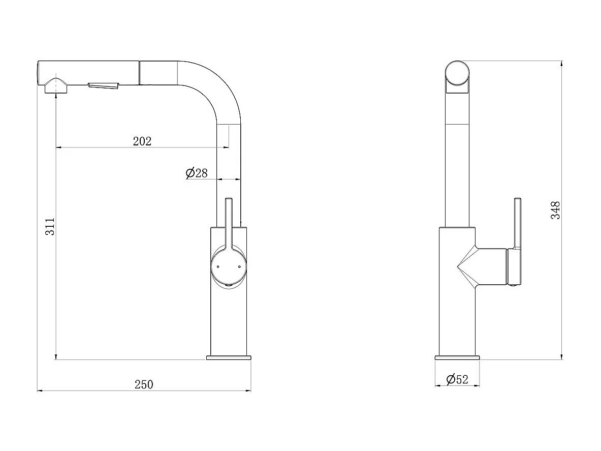 Pure II Spültischmischer mit ausziehbarer Handbrause gebürstetes Kupfer Essebagno