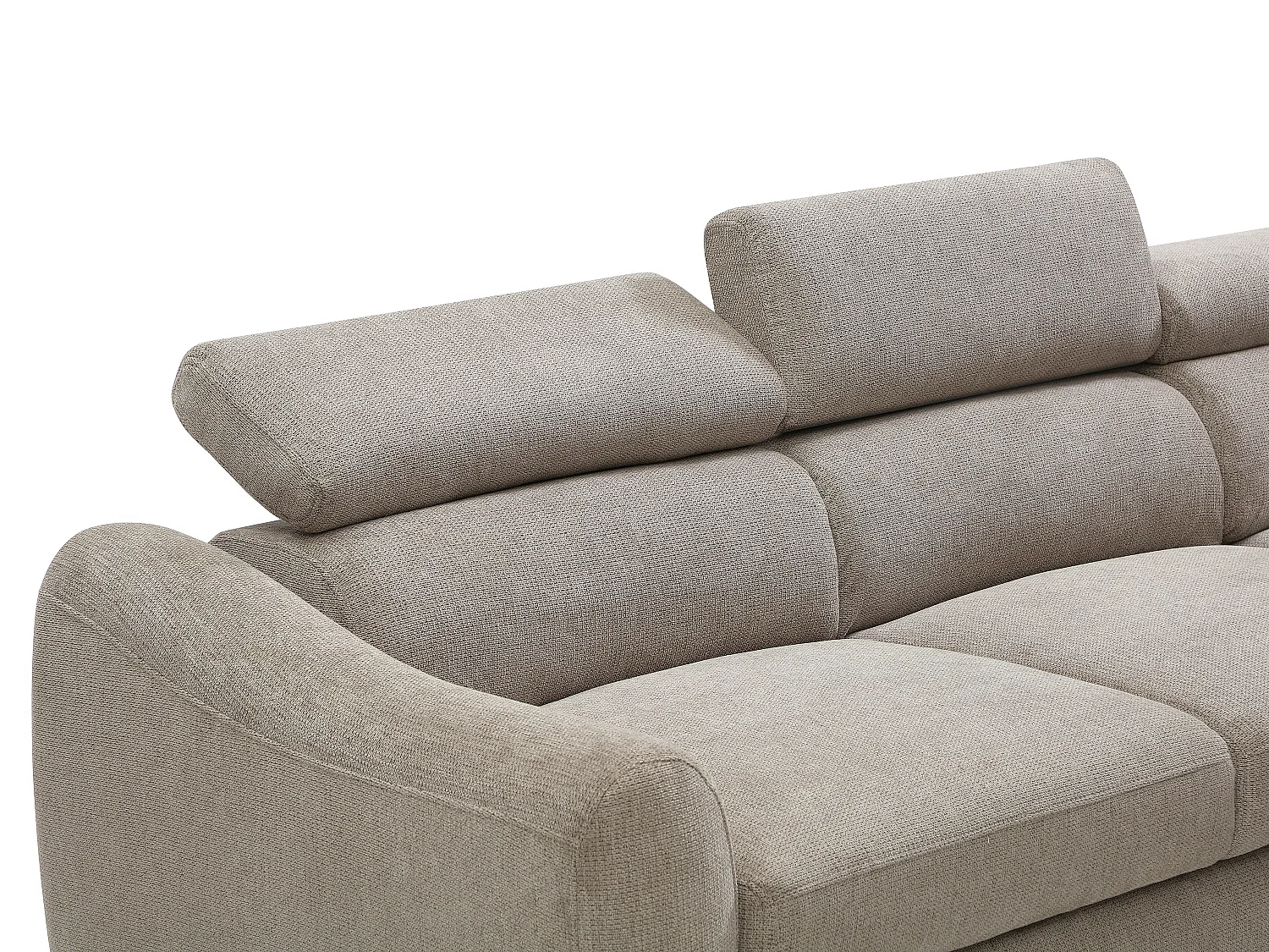 Canapé d'angle droit convertible en tissu texturé taupe BESEMA