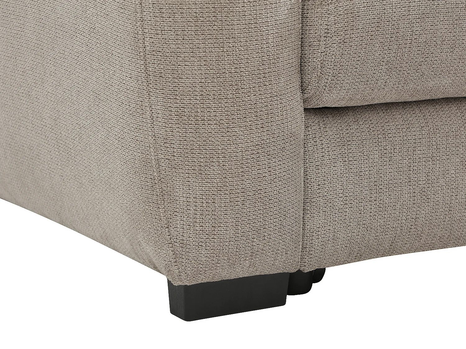 Canapé d'angle droit convertible en tissu texturé taupe BESEMA
