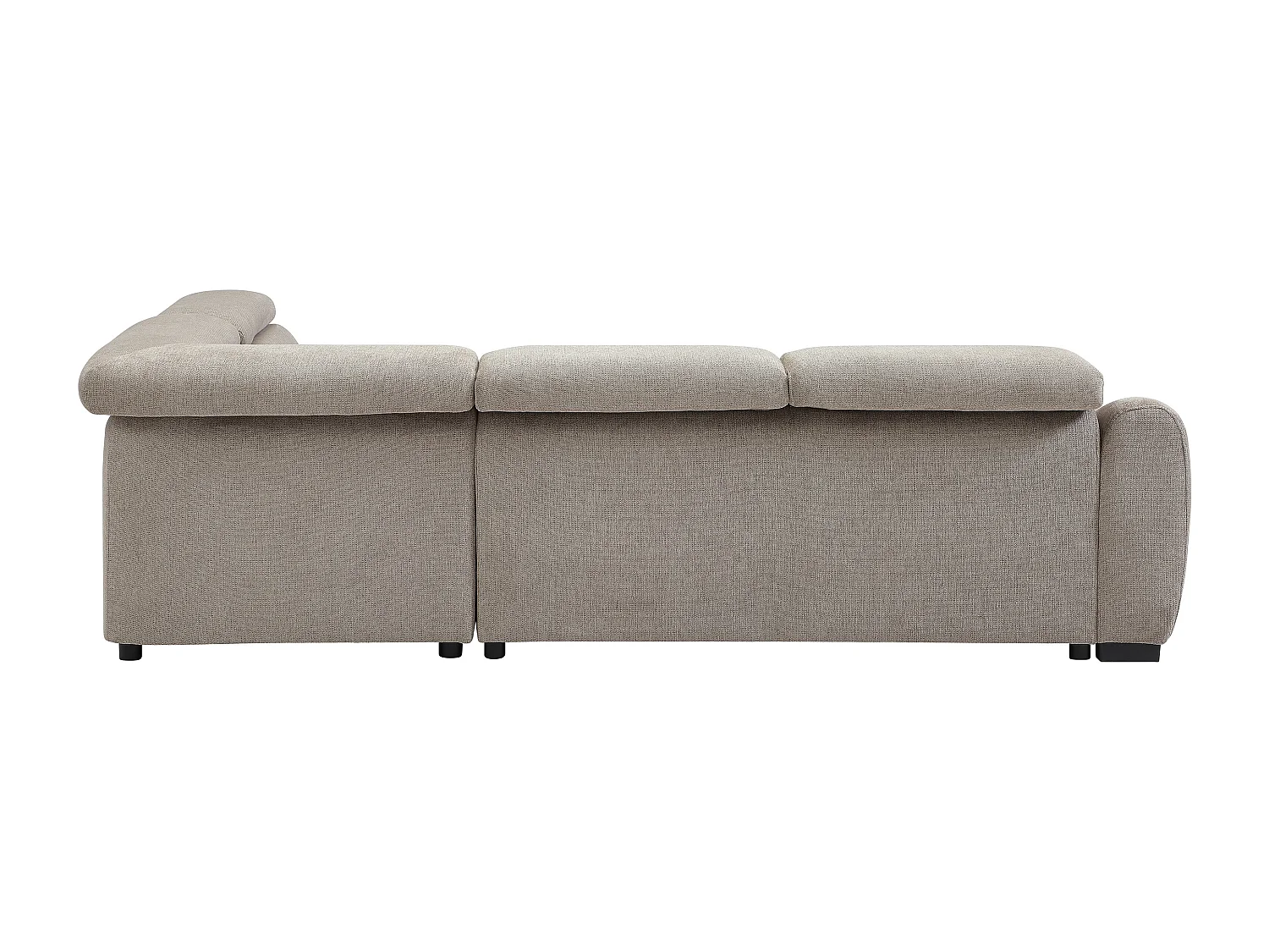 Canapé d'angle droit convertible en tissu texturé taupe BESEMA