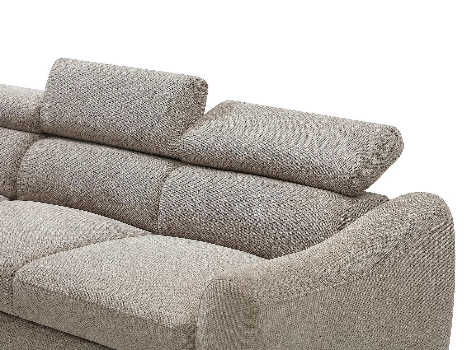 Canapé d'angle gauche convertible en tissu texturé taupe BESEMA