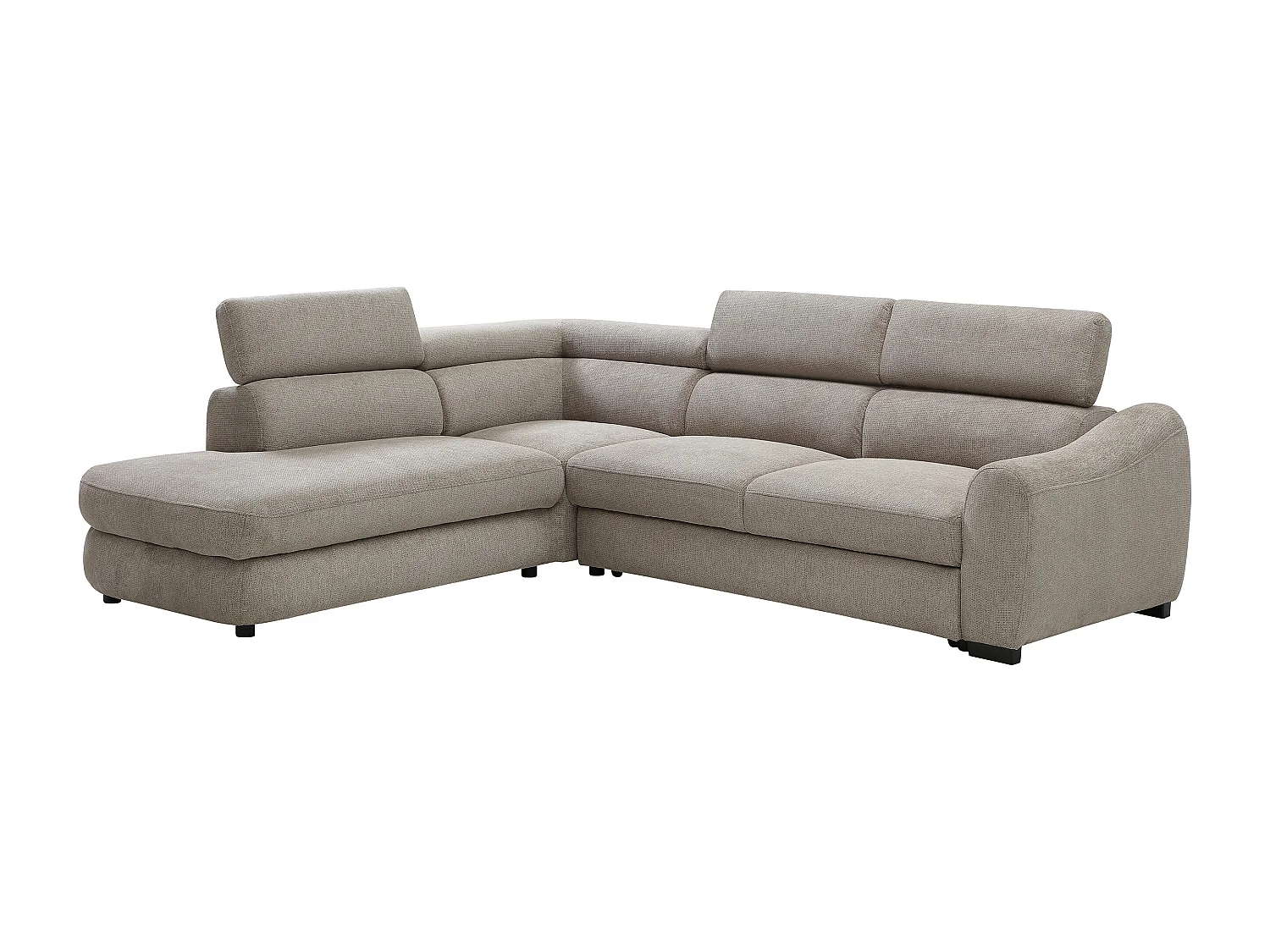 Canapé d'angle gauche convertible en tissu texturé taupe BESEMA