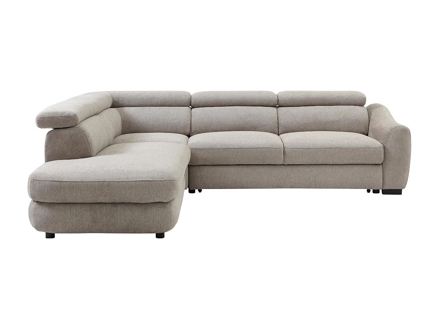 Canapé d'angle gauche convertible en tissu texturé taupe BESEMA