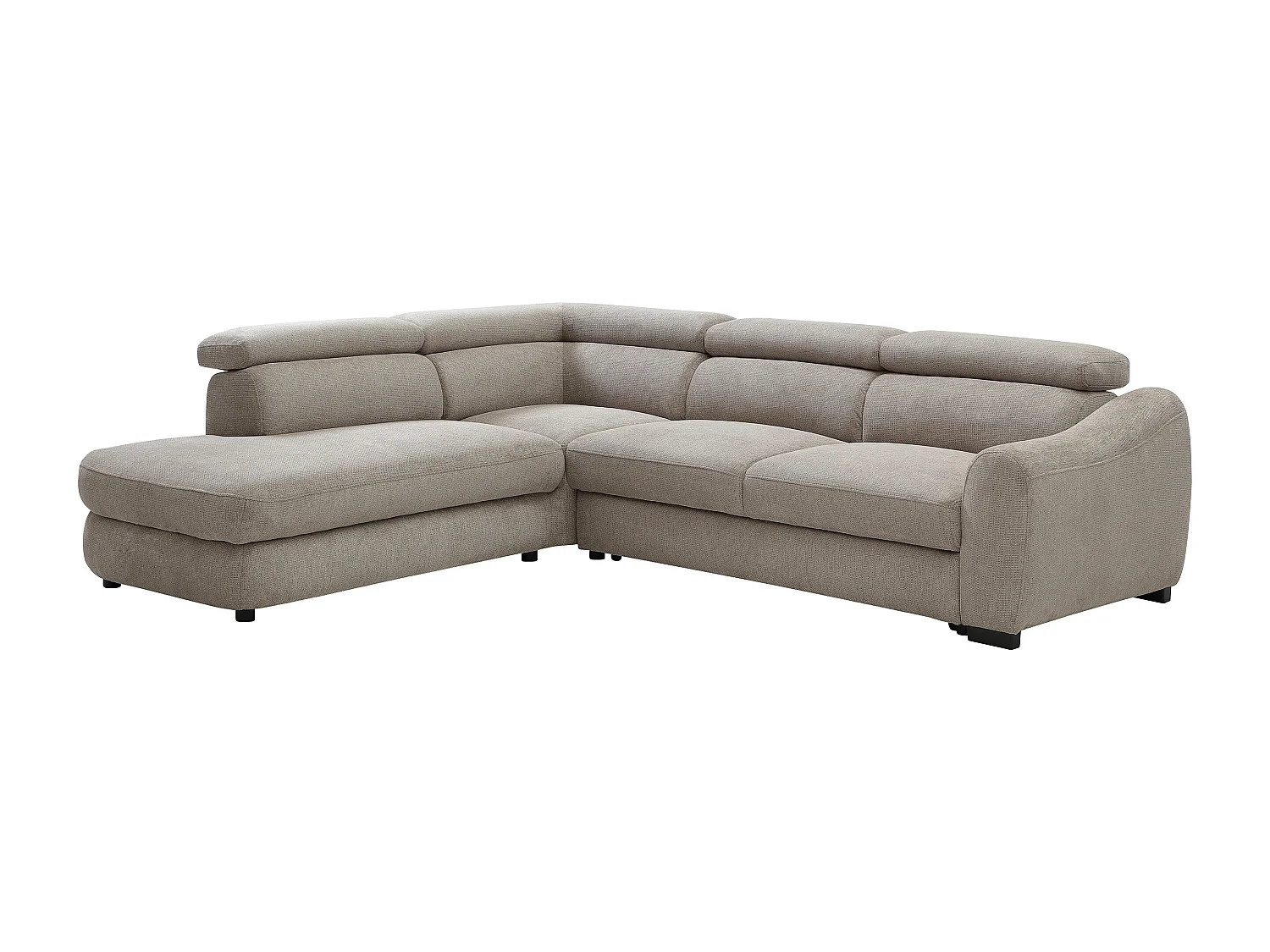 Canapé d'angle gauche convertible en tissu texturé taupe BESEMA