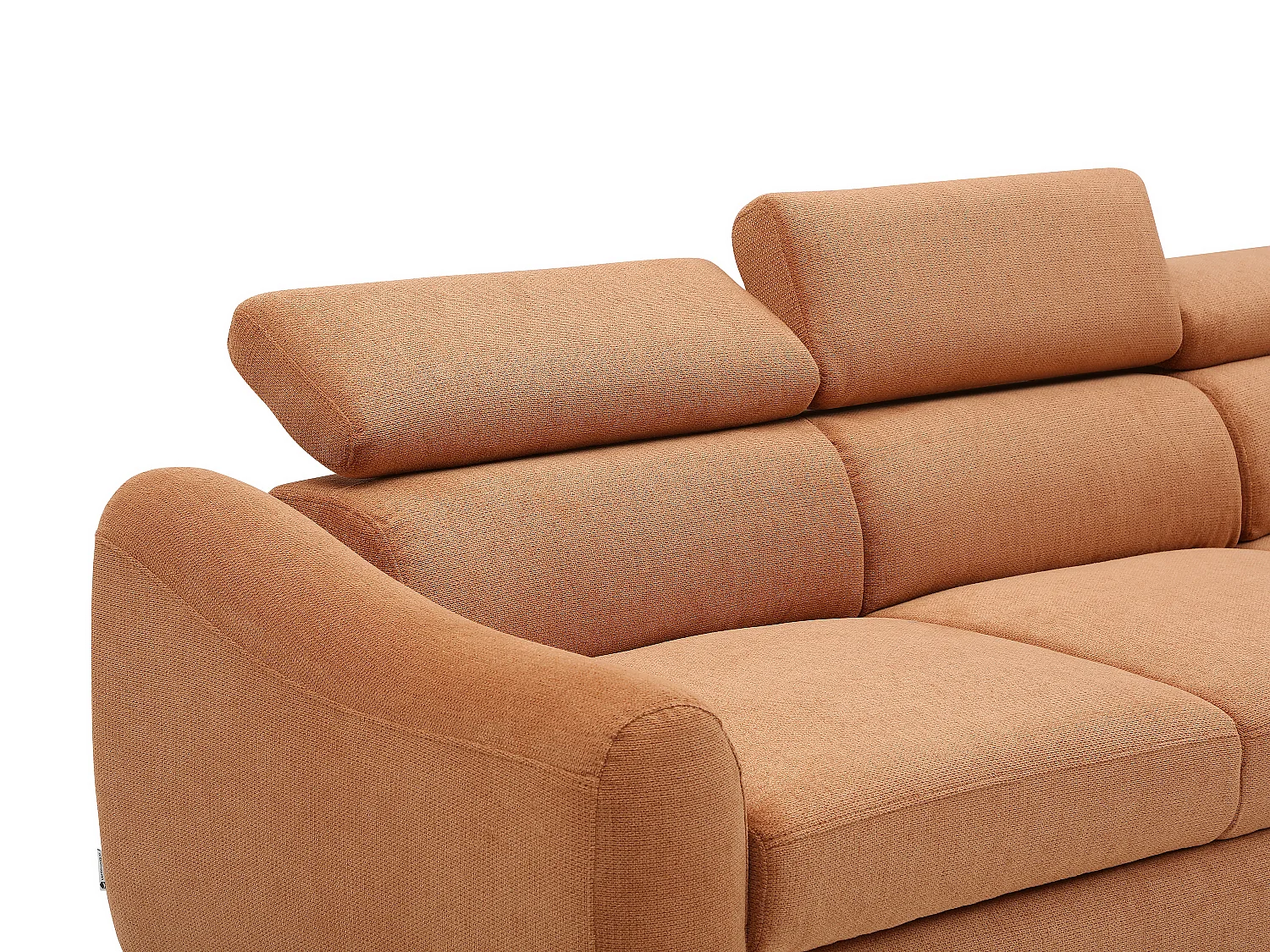 Canapé d'angle droit convertible en tissu texturé terracotta BESEMA