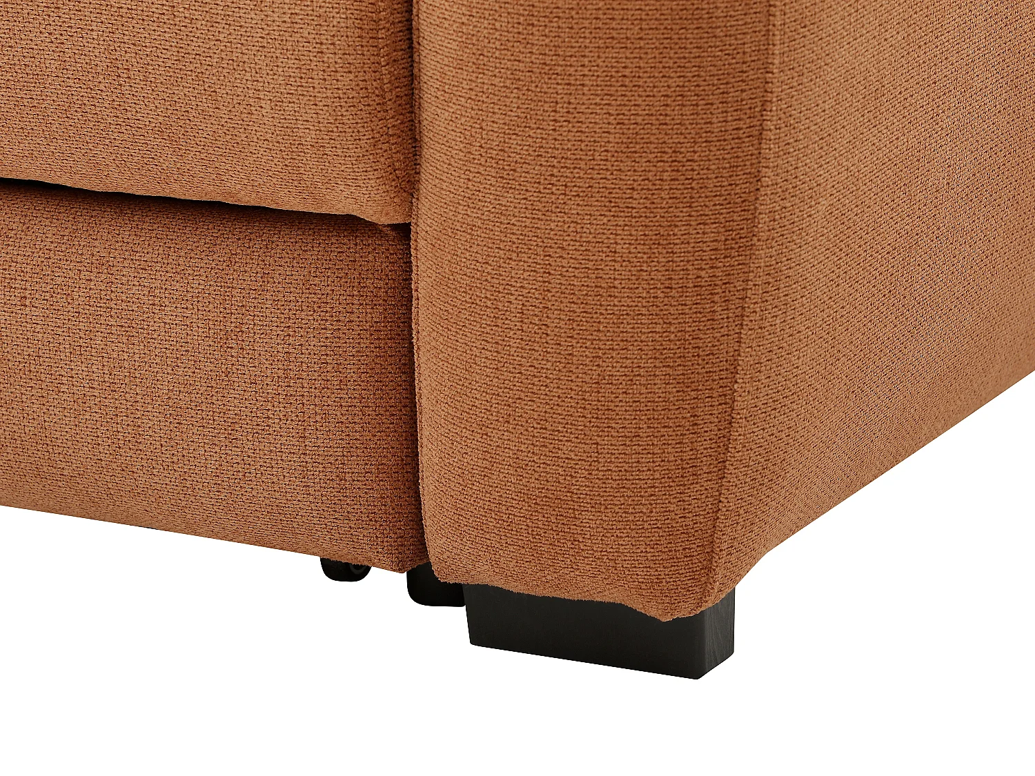 Canapé d'angle gauche convertible en tissu texturé terracotta BESEMA