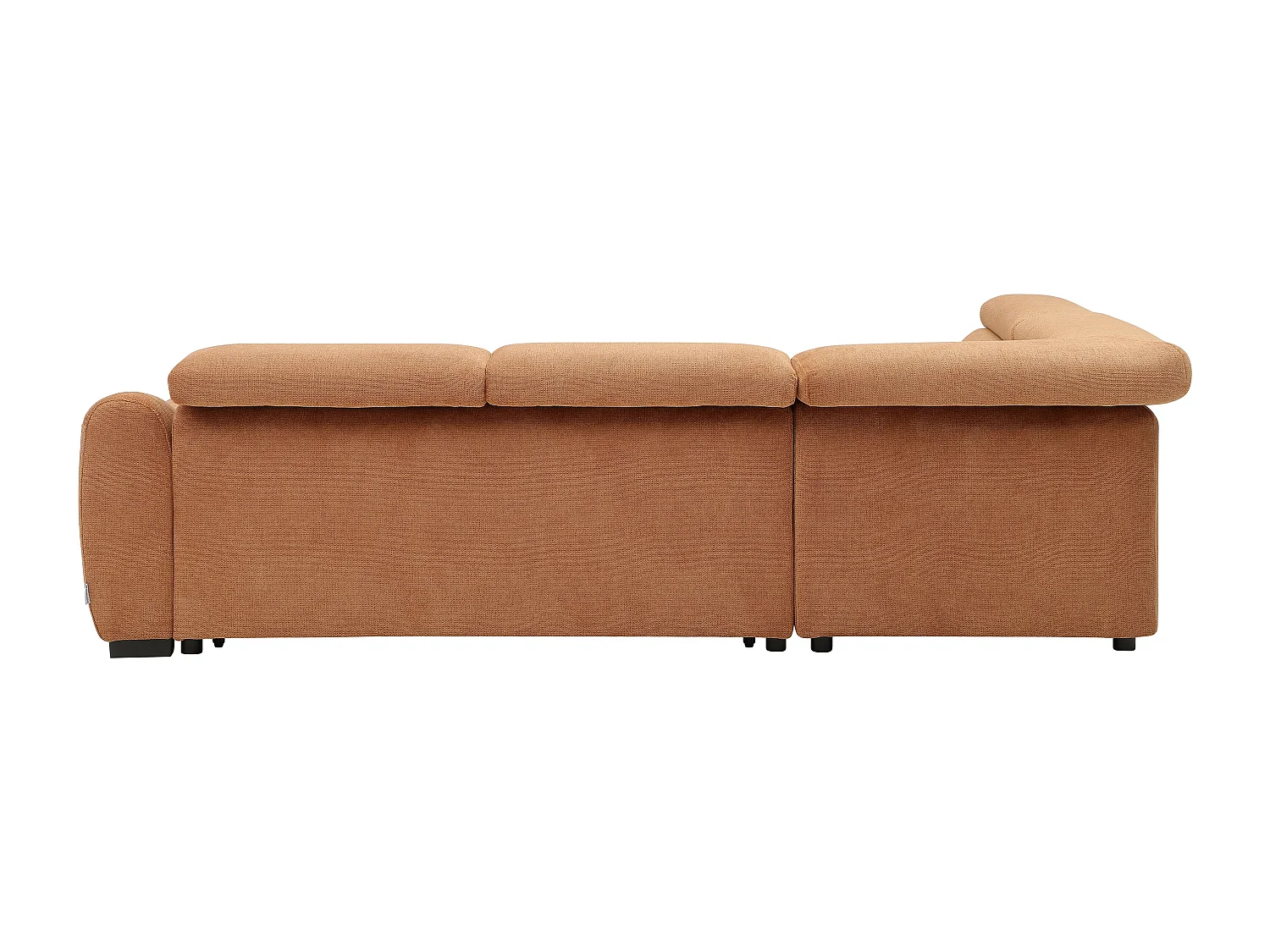 Canapé d'angle gauche convertible en tissu texturé terracotta BESEMA