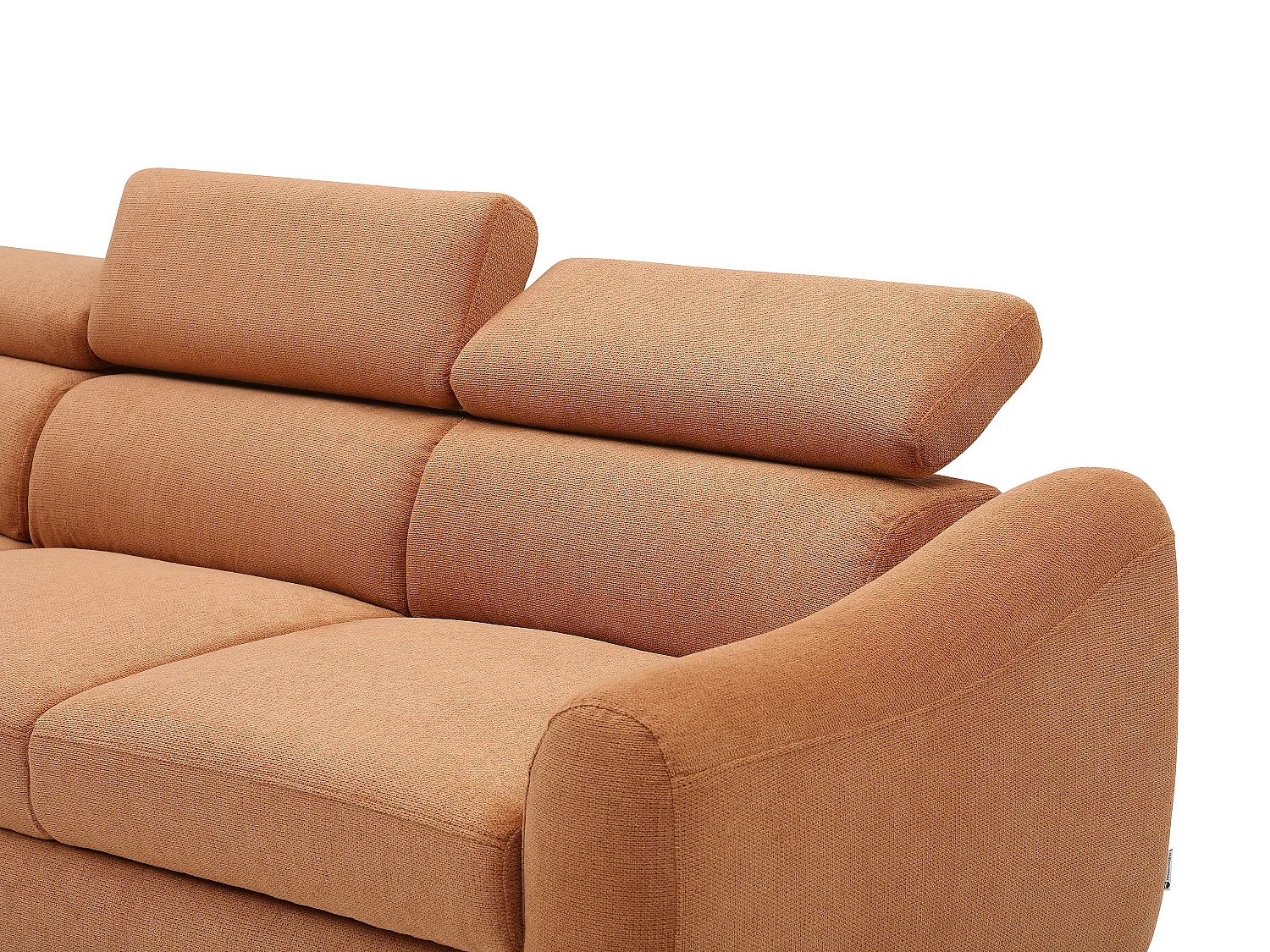 Canapé d'angle gauche convertible en tissu texturé terracotta BESEMA